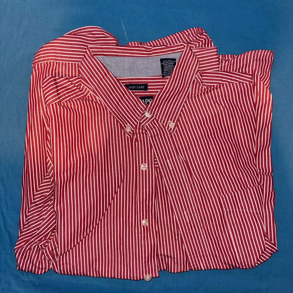 Chaps Red and White Casual Button Down Shirt
